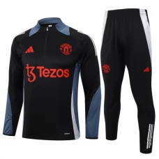 Manchester United FC Lasten Verryttelypuku 2024-25 - 1-4 Zip Musta