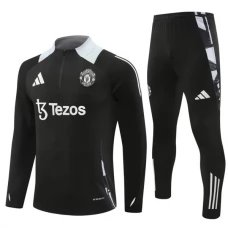 Manchester United FC Lasten Verryttelypuku 2024-25 - 1-4 Zip Musta Harmaa
