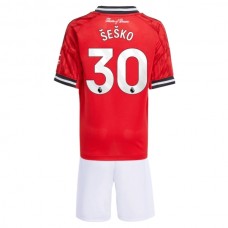 Manchester United FC Šeško 30 Lasten Kotipelipaita 2025-26 Jalkapallo Pelipaidat Peliasut