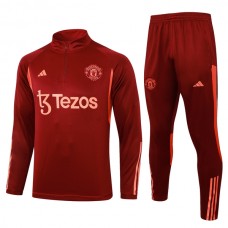 Manchester United FC Verryttelypuku 2023-24 - 1-4 Zip Dark Punainen