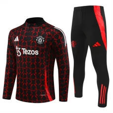 Manchester United FC Verryttelypuku 2024-25 - 1-4 Zip Punainen Musta