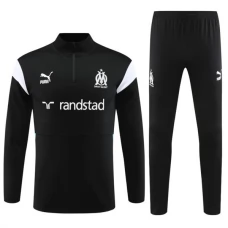 Olympique de Marseille Verryttelypuku 2023-24 - 1-4 Zip Musta Valkoinen