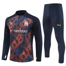 Olympique de Marseille Verryttelypuku 2024-25 - 1-4 Zip Sininen Oranssi