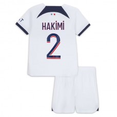 Paris Saint Germain Hakimi 2 Lasten Vieraspelipaita 2023-24 Jalkapallo Pelipaidat Peliasut