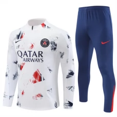 Paris Saint Germain Lasten Verryttelypuku 2024-25 - 1-4 Zip Valkoinen