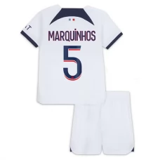 Paris Saint Germain Marquinhos 5 Lasten Vieraspelipaita 2023-24 Jalkapallo Pelipaidat Peliasut