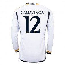 Real Madrid CF Camavinga 12 Kotipelipaita 2023-24 Jalkapallo Pelipaidat Peliasut(L/S)