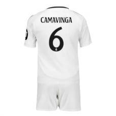 Real Madrid CF Camavinga 6 Lasten Kotipelipaita 2024-25 Jalkapallo Pelipaidat Peliasut
