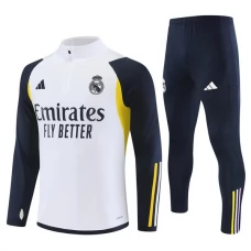 Real Madrid CF Lasten Verryttelypuku 2023-24 - 1-4 Zip Valkoinen