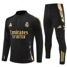 Real Madrid CF Lasten Verryttelypuku 2024-25 - 1-4 Zip Musta Gold