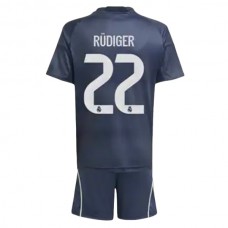 Real Madrid CF Rüdiger 22 Lasten Vieraspelipaita 2025-26 Jalkapallo Pelipaidat Peliasut