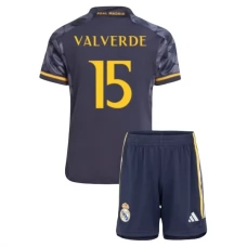 Real Madrid CF Valverde 15 Lasten Vieraspelipaita 2023-24 Jalkapallo Pelipaidat Peliasut