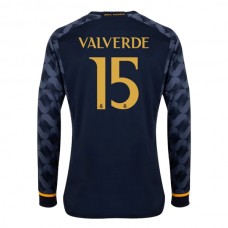 Real Madrid CF Valverde 15 Vieraspelipaita 2023-24 Jalkapallo Pelipaidat Peliasut(L/S)