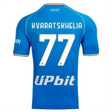 SSC Napoli Kvaratskhelia 77 Kotipelipaita 2023-24 Jalkapallo Pelipaidat Peliasut