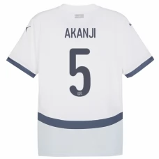 Sveitsi Akanji 5 Vieraspelipaita EM 2024 Jalkapallo Pelipaidat Peliasut