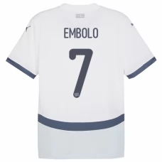 Sveitsi Embolo 7 Vieraspelipaita EM 2024 Jalkapallo Pelipaidat Peliasut