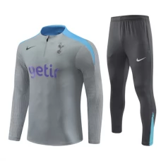Tottenham Hotspur FC Lasten Verryttelypuku 2024-25 - 1-4 Zip Harmaa Sininen