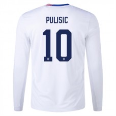 Yhdysvallat Pulisic 10 Kotipelipaita Copa América 2024 Jalkapallo Pelipaidat Peliasut(L/S)